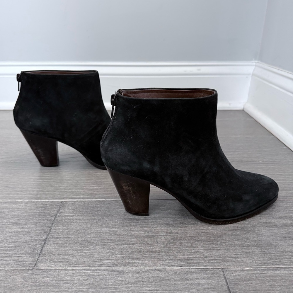 Rachel Comey Prose Black Suede Ankle Booties Stacked Heel 8 Minimalist Western - Picture 2 of 16